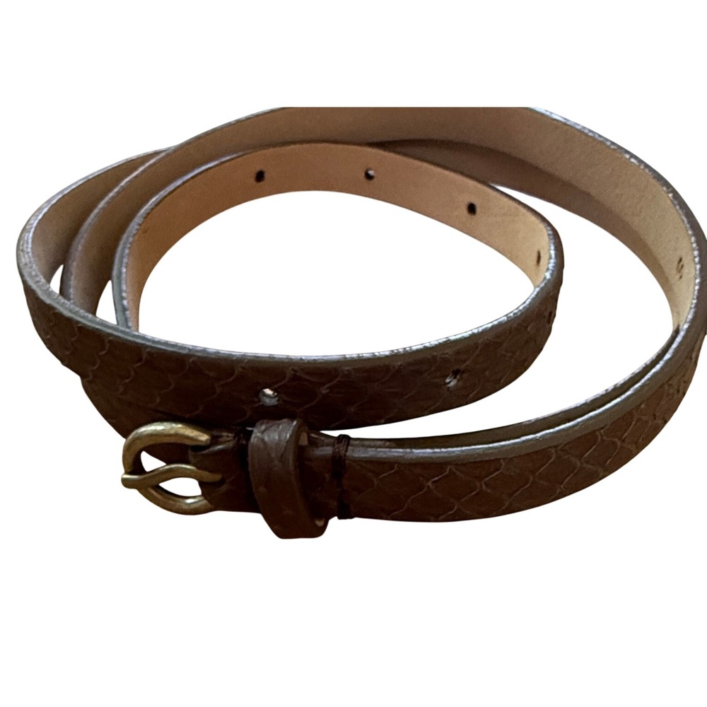 J.Crew Skinny Belt Womens Small Brown Snakeskin Embossed Leather Y2K 30257